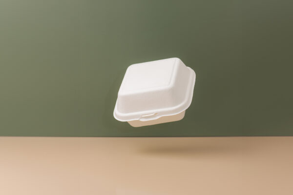 6''X6''X3'' Sugarcane Bagasse Clamshell Container - Image 3