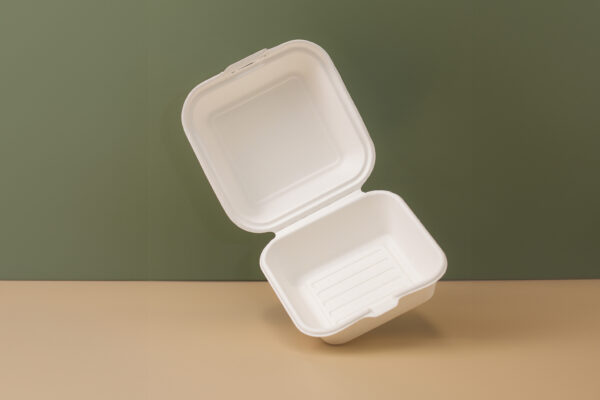 6''X6''X3'' Sugarcane Bagasse Clamshell Container