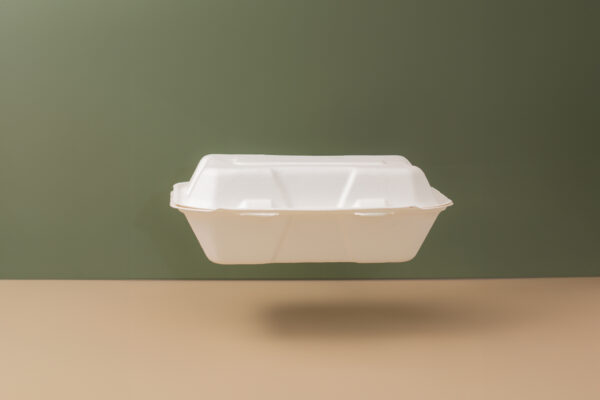 9''X6''X3'' Sugarcane Bagasse Clamshell Container - Image 2