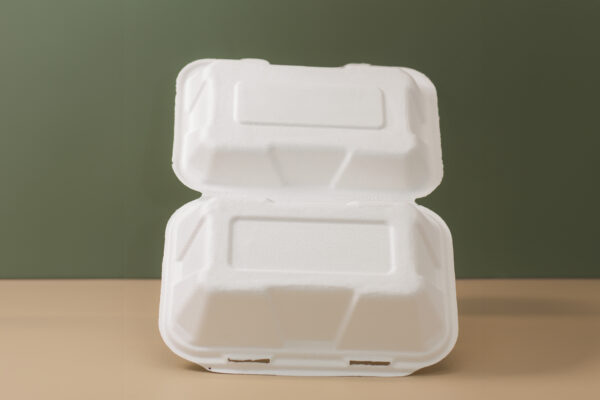 9''X6''X3'' Sugarcane Bagasse Clamshell Container - Image 3