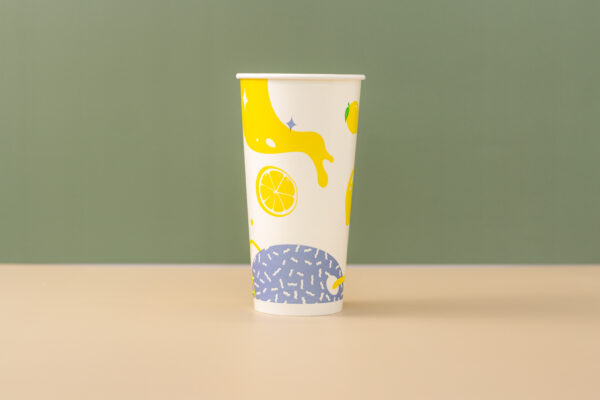 Paper Hot Cup Single Wall - Lemon Design (22oz) - Image 2