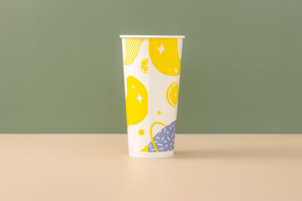 Paper Hot Cup Single Wall - Lemon Design (22oz) - Image 3