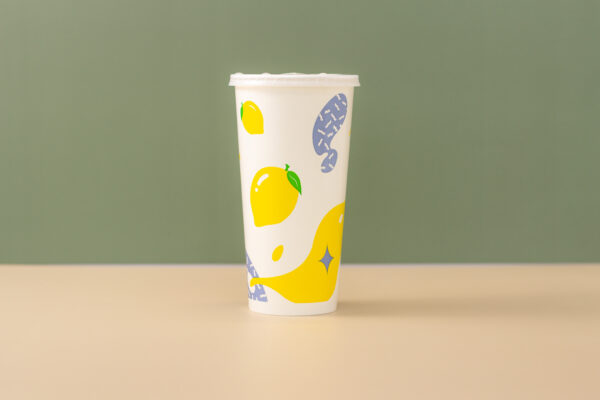 Paper Hot Cup Single Wall - Lemon Design (22oz) - Image 4