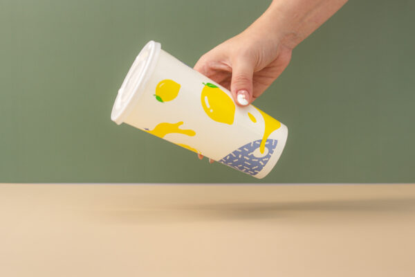 Paper Hot Cup Single Wall - Lemon Design (22oz)