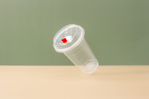 95mm Sipper Dome Lid with Red Piston for 16/24 oz PP Plastic Cup - Clear - Image 5