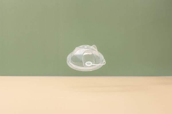 90mm Plastic Cup Lid Bear Shape w/ Plug - Clear - Image 3