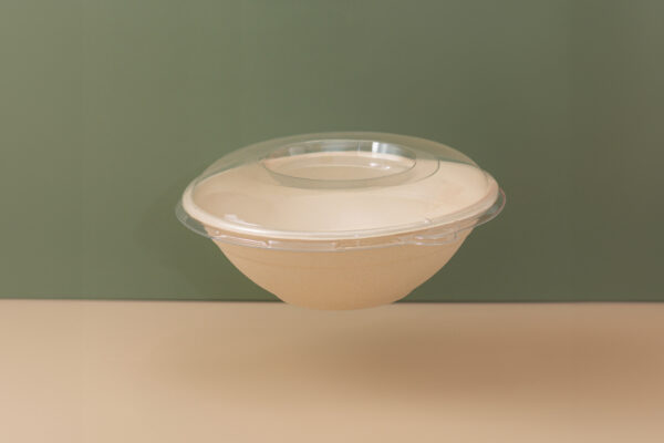 HG-32OZ Sugarcane Poke/Salad Bowl (Natural) with Lid.