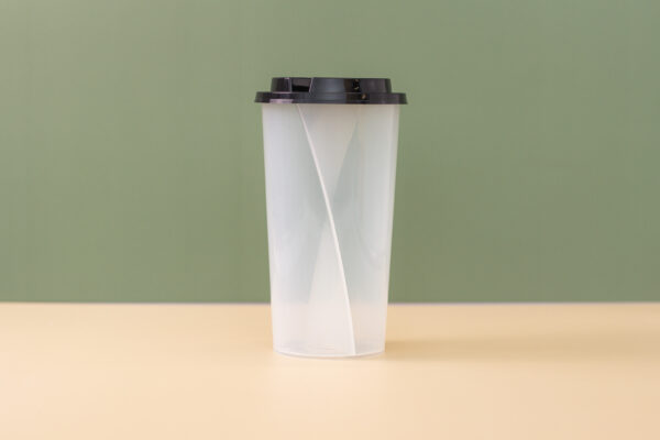 A-Shape 95mm Crystal Clear 2 in 1 Cup w/Clear or Black Lid - Image 3